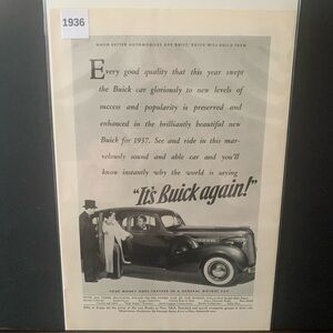 Vintage 1936 Buick Swept The Buick Gloriously To New Levels Ad Advertisement